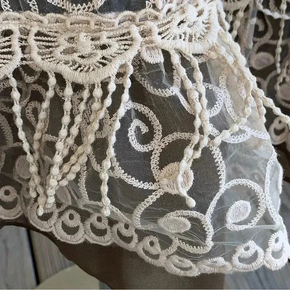 Ryu Anthroplogie Sleeveless Dress Brown With Camel Lace Overlay Fringe Sz Large - Picture 5 of 9